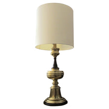 Load image into Gallery viewer, 1950s Very Large Pair of Brass and Mahogany Tables lamps, English
