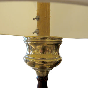 1950s Very Large Pair of Brass and Mahogany Tables lamps, English