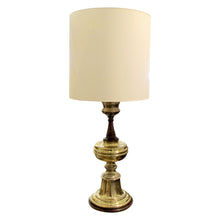 Load image into Gallery viewer, 1950s Very Large Pair of Brass and Mahogany Tables lamps, English
