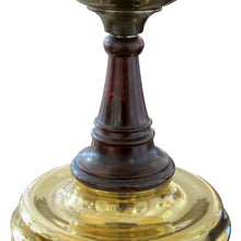 Load image into Gallery viewer, 1950s Very Large Pair of Brass and Mahogany Tables lamps, English
