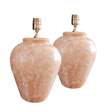 Load image into Gallery viewer, 1970s Pair of Pink Tessellated Marble Table Lamps, Italian
