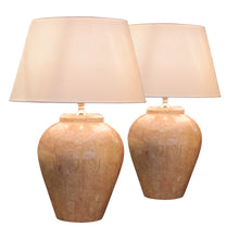 Load image into Gallery viewer, 1970s Pair of Pink Tessellated Marble Table Lamps, Italian
