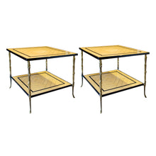 Load image into Gallery viewer, 1970s Pair of Side Tables by Maison Delisle with Bronze legs, French
