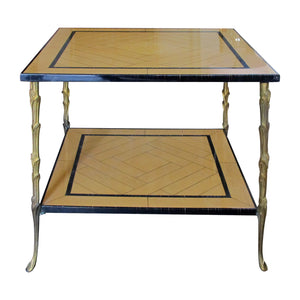 1970s Pair of Side Tables by Maison Delisle with Bronze legs, French