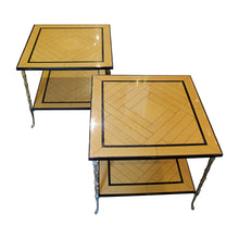 Load image into Gallery viewer, 1970s Pair of Side Tables by Maison Delisle with Bronze legs, French
