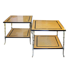 Load image into Gallery viewer, 1970s Pair of Side Tables by Maison Delisle with Bronze legs, French
