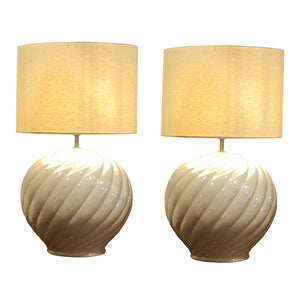 1970s Pair of Large Glazed Ceramic Table Lamps by Tommaso Barbi, Italian