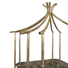 Load image into Gallery viewer, 1970s Pagoda Four Tier Brass Faux Bamboo Shelving Unit Display, Belgian
