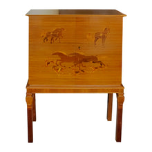 Load image into Gallery viewer, 1930s Swedish Cabinet with Harness Racing Horses Marquetry, attributed to Erik Mattson
