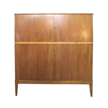 Load image into Gallery viewer, 1940s Elegant Swedish Ash Veneer Cabinet with Carved Frieze and Ample Storage
