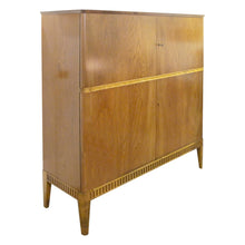 Load image into Gallery viewer, 1940s Elegant Swedish Ash Veneer Cabinet with Carved Frieze and Ample Storage
