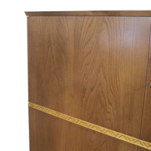 Load image into Gallery viewer, 1940s Elegant Swedish Ash Veneer Cabinet with Carved Frieze and Ample Storage
