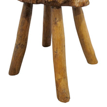 Load image into Gallery viewer, Mid-Century Pair of Milking Stools Carved in Oak Wood, French
