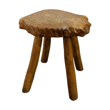 Load image into Gallery viewer, Mid-Century Pair of Milking Stools Carved in Oak Wood, French
