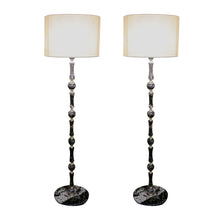 Load image into Gallery viewer, 1970s Elegant Pair of Black Marble and Brass Floor Lamps, Swedish
