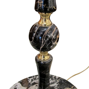 1970s Elegant Pair of Black Marble and Brass Floor Lamps, Swedish