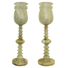 Load image into Gallery viewer, Mid-Century Pair of Polished Green Onyx Table Lamps, English
