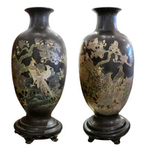 Load image into Gallery viewer, Mid-Century Pair of Oversized Papier Maché Chinese Vases
