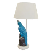 Load image into Gallery viewer, Mid-century Pair of Ceramic Parrot Table lamps with White Marble Base, Italian
