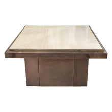 Load image into Gallery viewer, 1970s Belgian Square Travertine Top Side Table by Belgo Chrome
