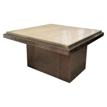 Load image into Gallery viewer, 1970s Belgian Square Travertine Top Side Table by Belgo Chrome
