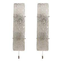 Load image into Gallery viewer, 1960s German Ice Glass Pair of Large Rectangular Wall Lights by Kalmar
