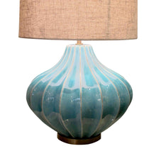 Load image into Gallery viewer, Pair of Turquoise Ceramic Crackled Glaze table lamps, circa 1980s, English
