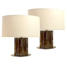 Load image into Gallery viewer, Mid-century Large Pair of Tables Lamps with Oval Lampshades, Italian
