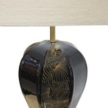 Load image into Gallery viewer, 1940s Large Pair of Black and Gold Ceramic Table lamps, Italian
