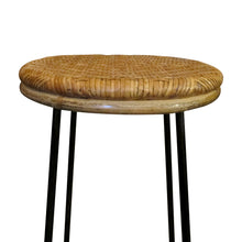 Load image into Gallery viewer, Mid-Century French Pair of Wrought Iron and Rattan Bar Stools
