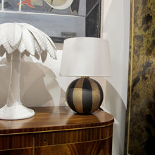 Load image into Gallery viewer, 1950s Pair of Spherical Black and Gold Ceramic Table lamps, Italian
