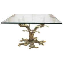 Load image into Gallery viewer, Mid-Century Brass Bonsai Tree Coffee table with Glass top, French
