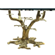 Load image into Gallery viewer, Mid-Century Brass Bonsai Tree Coffee table with Glass top, French
