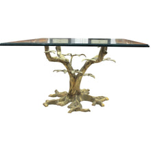 Load image into Gallery viewer, Mid-Century Brass Bonsai Tree Coffee table with Glass top, French
