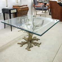 Load image into Gallery viewer, Mid-Century Brass Bonsai Tree Coffee table with Glass top, French
