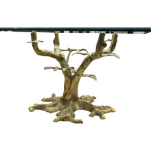 Load image into Gallery viewer, Mid-Century Brass Bonsai Tree Coffee table with Glass top, French
