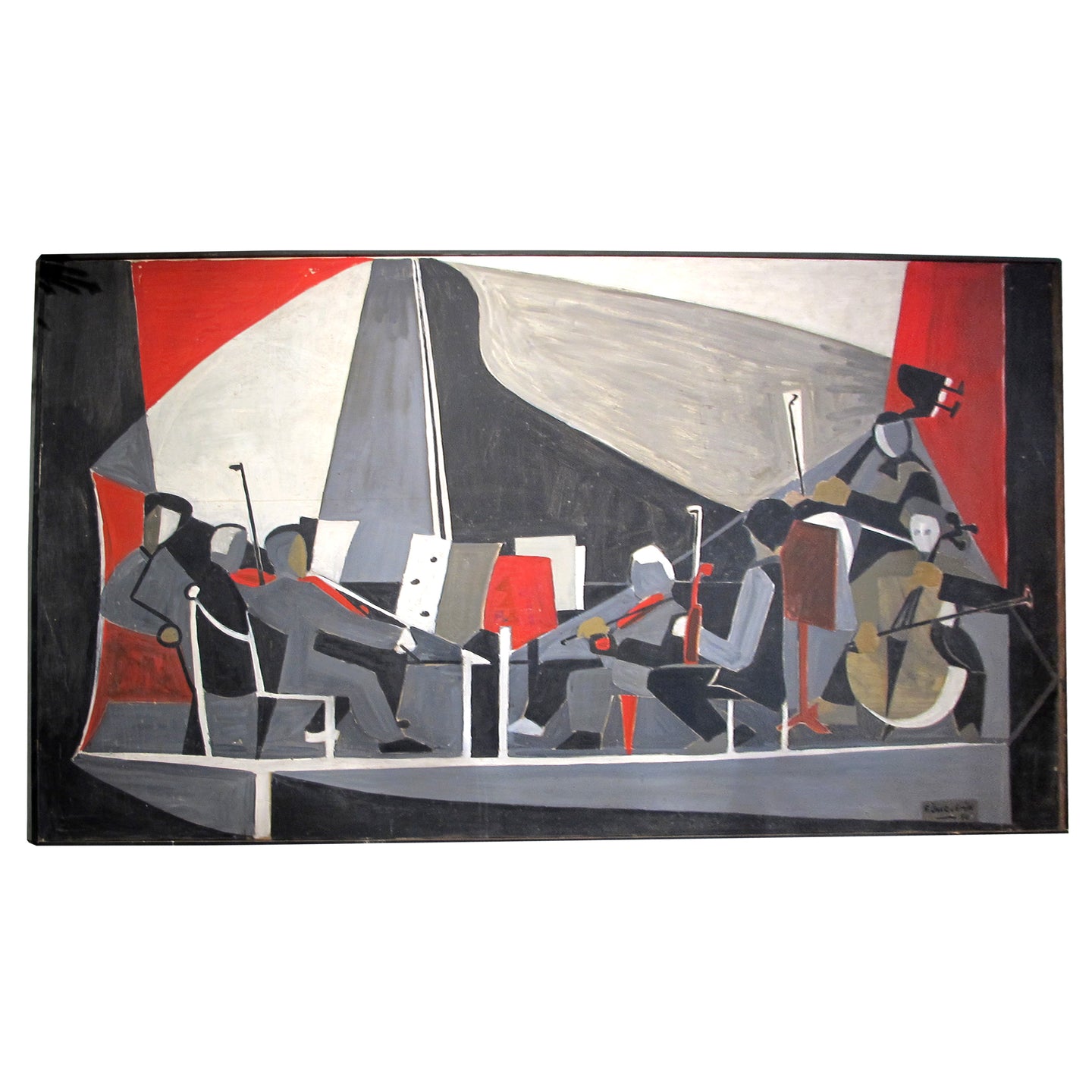 1950 Very large Oil on Canvas “L’Orchestre” by Francois Jacquemin, French