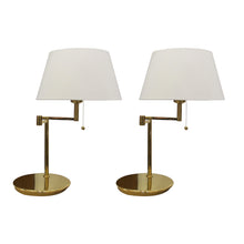 Load image into Gallery viewer, 1970s Pair of Large Brass Bracket Table Lamps, Swedish, 1970s
