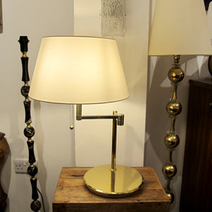 1970s Pair of Large Brass Bracket Table Lamps, Swedish, 1970s