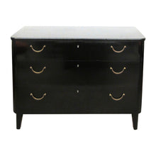 Load image into Gallery viewer, 1950s Swedish Black Polished Chest of Drawers with Brass Handles
