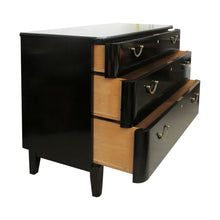 Load image into Gallery viewer, 1950s Swedish Black Polished Chest of Drawers with Brass Handles
