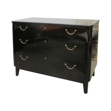 Load image into Gallery viewer, 1950s Swedish Black Polished Chest of Drawers with Brass Handles
