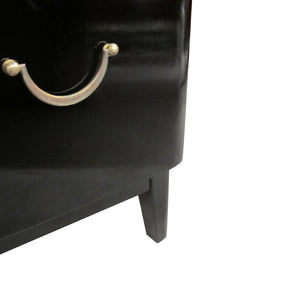 1950s Swedish Black Polished Chest of Drawers with Brass Handles