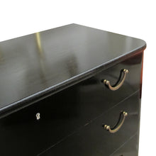 Load image into Gallery viewer, 1950s Swedish Black Polished Chest of Drawers with Brass Handles
