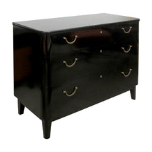 Load image into Gallery viewer, 1950s Swedish Black Polished Chest of Drawers with Brass Handles
