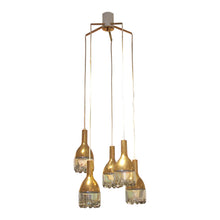 Load image into Gallery viewer, 1970s Belgian Brass and Glass 5-Branch Cascade Chandelier
