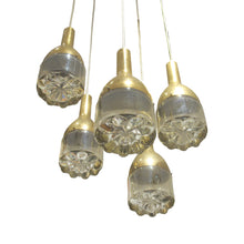 Load image into Gallery viewer, 1970s Belgian Brass and Glass 5-Branch Cascade Chandelier
