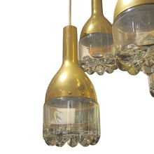 Load image into Gallery viewer, 1970s Belgian Brass and Glass 5-Branch Cascade Chandelier
