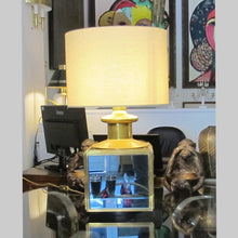 Load image into Gallery viewer, Pair of 1950s Italian Brass and Glass Table Lamps with Mirrored Panels
