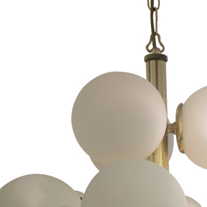 1970s German Molecular Chandelier with 12 Opal Glass Globes